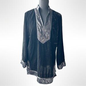 Nygard Collection Black Velvet Squince Tunic